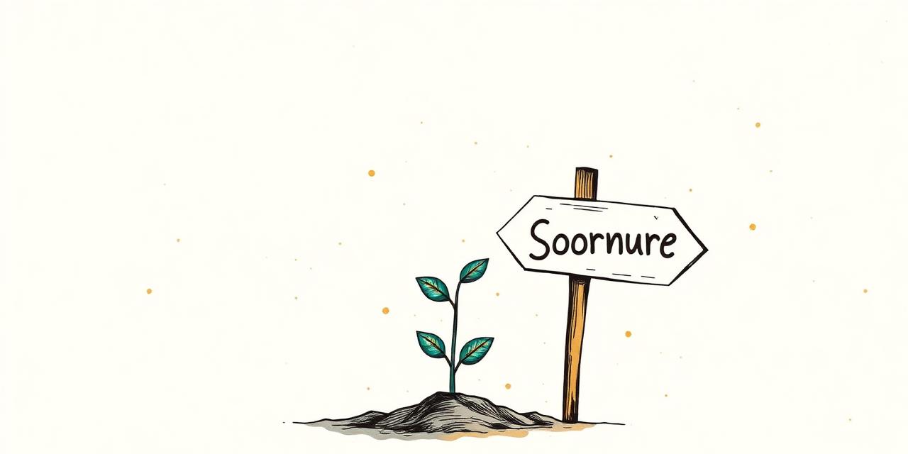 Seedling growing beside a small signpost